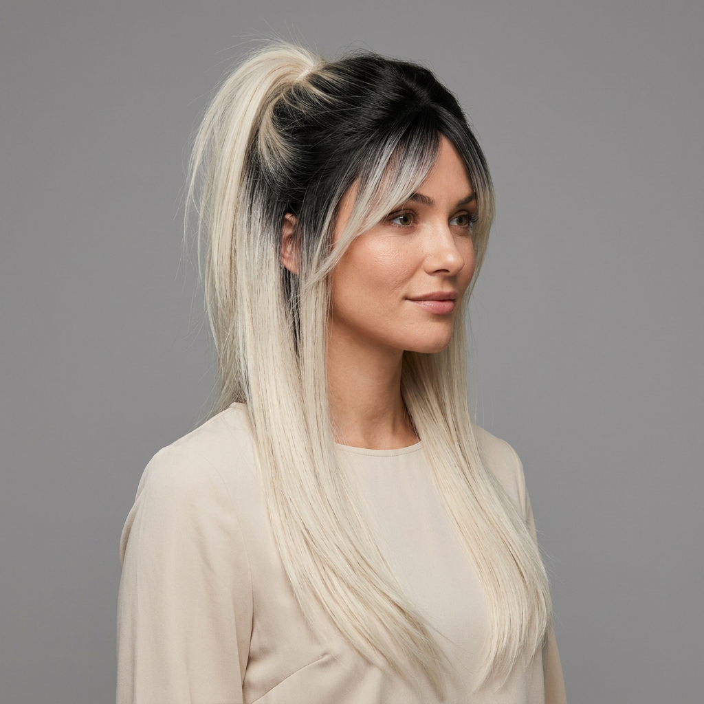 Premium Two-Tone High Ponytail Wig