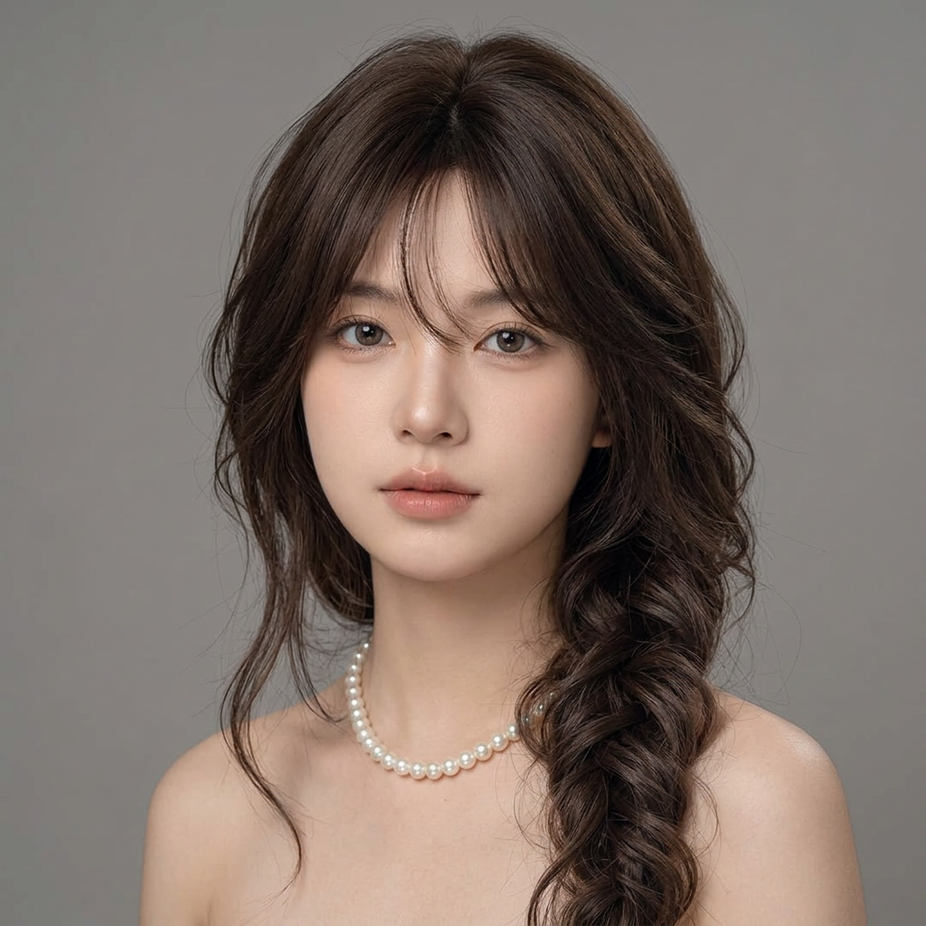 Elegant Chocolate Brown Wavy Braided Wig